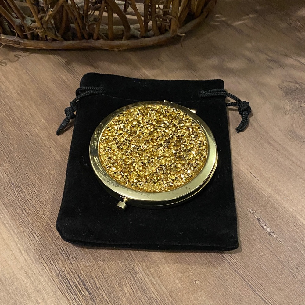 Gold Glitter Compact Mirror